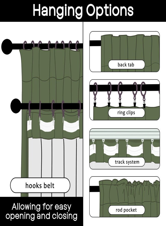 PANELSBURG 108 Inch Curtains for Bedroom,Thick Blackout Olive Green Curtains for Living Room 108 Inches Long Set 2 Panels - Image 5